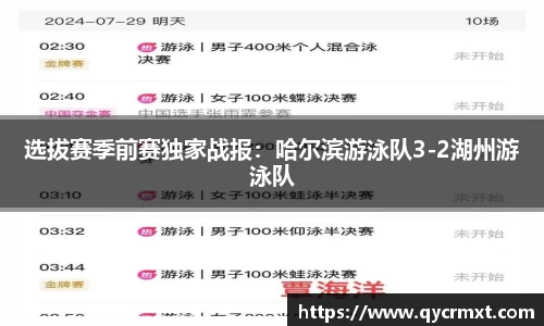 选拔赛季前赛独家战报：哈尔滨游泳队3-2湖州游泳队